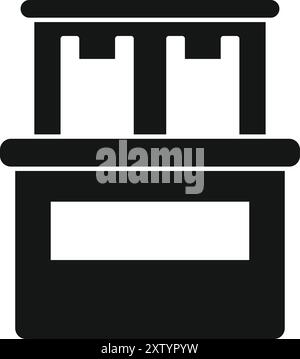 Black silhouette icon of a street food stall selling street food to customers Stock Vector