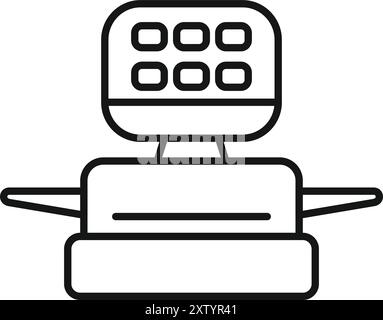 Line icon of a adjustable surgical lamp, for use in operating rooms or medical facilities Stock Vector