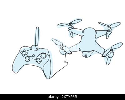 Illustration of a Drone and Controller Setup for Remote Flying Activity Stock Vector