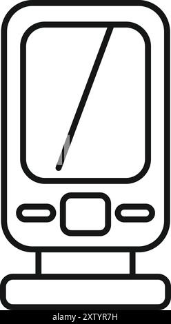 Mobile phone standing on a charging dock in outline style for apps and websites Stock Vector