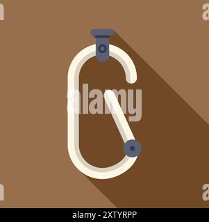 Climbing carabiner icon in flat style with a long shadow, great for concepts like hiking or mountaineering Stock Vector