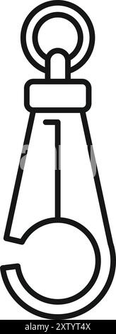Simple crane hook is hanging from a ring, ready to lift heavy cargo on a construction site Stock Vector