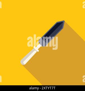 Soldering iron with long shadow on yellow background, in a flat design style Stock Vector