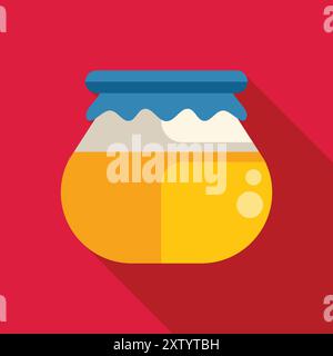 Vector illustration of a glass jar full of honey with a blue cap, perfect for representing concepts of healthy eating, sweetness, or natural products Stock Vector