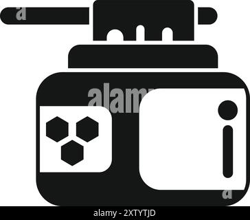 Black and white vector icon of a military robot scanning for danger with an antenna uplink Stock Vector