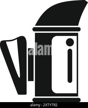 Black silhouette bee smoker icon in glyph style, a tool using smoke to calm bees Stock Vector