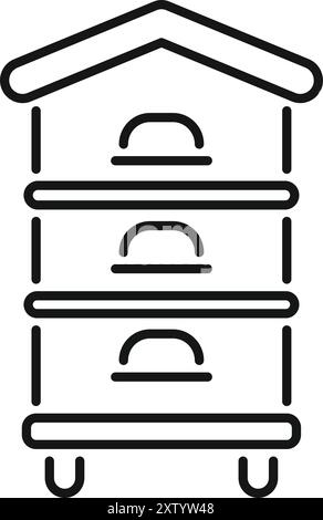 Line icon of a beehive with honeycombs, representing beekeeping and honey production Stock Vector