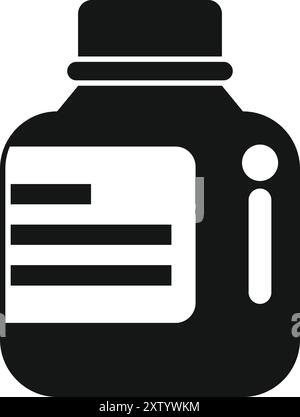 Black glyph style icon representing a bottle containing chemical products for professional cleaning Stock Vector
