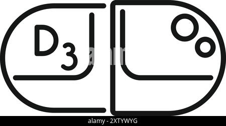 Simple and clear icon representing a vitamin d3 capsule, highlighting the importance of this nutrient for health and well being Stock Vector