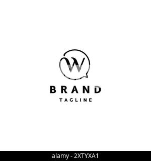 Initial Letter W in Text Bubble Icon Logo Design. Circle Text Bubble Icon With Letter W Inside Logo Design. Stock Vector