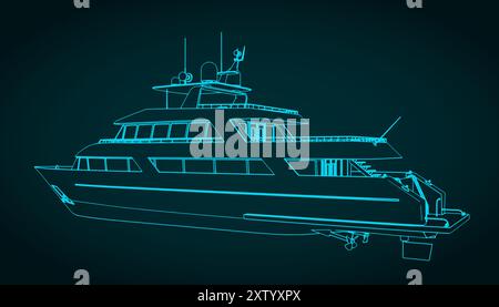 Stylized vector illustrations of a luxury yacht Stock Vector Image ...