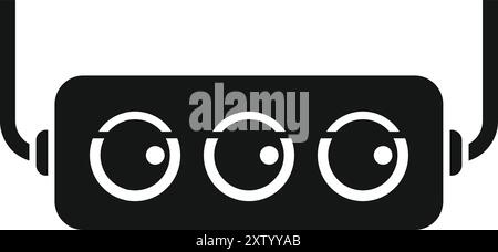 Black silhouette of a power strip with multiple outlets, providing a convenient way to connect and power various electrical devices Stock Vector