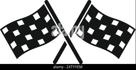 Two crossed checkered flags are waving, symbolizing the end of a race and the thrill of victory Stock Vector