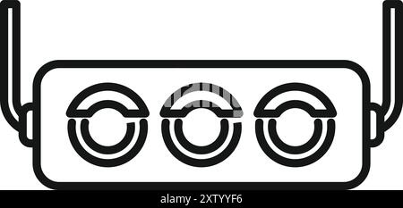 Aquarium lamp with three round lamps is hanging on wires icon Stock Vector
