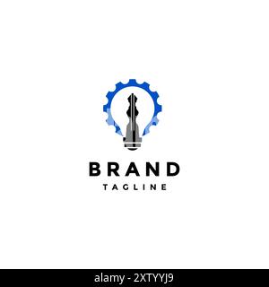 Gear Lamp Key In One Icon Logo Design. Automotive Industry Design Symbol In Gear Lamp And Key Icon. Stock Vector