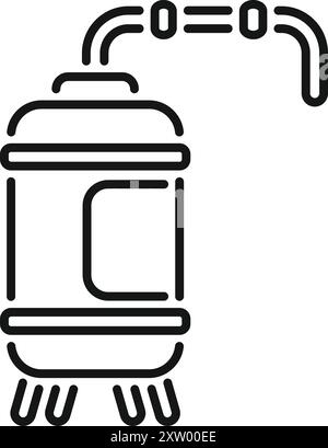 Line art icon of a milk pasteurization tank, representing a key step in dairy processing Stock Vector