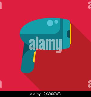 Barcode scanner scanning bar code using laser beam on red background in flat design style Stock Vector