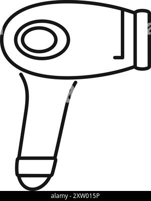 Simple line icon of a hairdryer, a tool for drying hair, frequently used by hairdressers Stock Vector