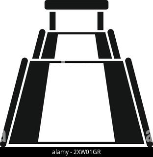 Big waterpark attraction with steps and handrail leading to top icon simple black style Stock Vector