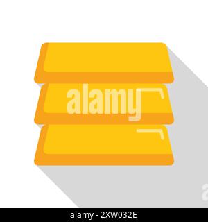 Three shiny gold bars are stacked on top of each other, creating a small pile of wealth and luxury Stock Vector