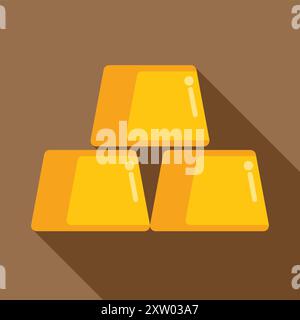 Three gold bars are stacked on top of each other, representing wealth, luxury, and success Stock Vector