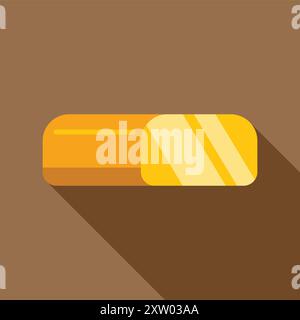 Minimalist flat vector illustration of a freshly baked loaf of white bread casting a long shadow on a brown background Stock Vector