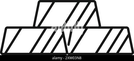 This vector illustration shows three gold bars stacked on top of each other, symbolizing wealth and investment Stock Vector