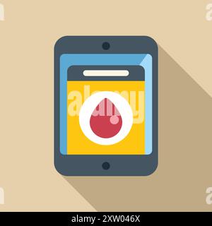 Mobile phone showing blood donation application, encouraging people to donate blood Stock Vector