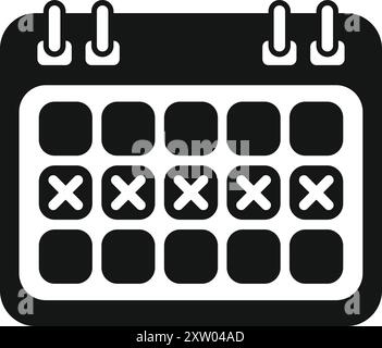 Calendar is open, showing a week with every day crossed out Stock Vector