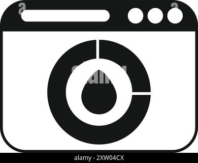 Website is displaying a pie chart icon with a drop of oil in the center, representing oil consumption data Stock Vector