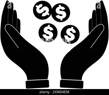 Receiving Hand symbol, Receive donation, Giving and Receive donation, Money with Both hand Stock Vector