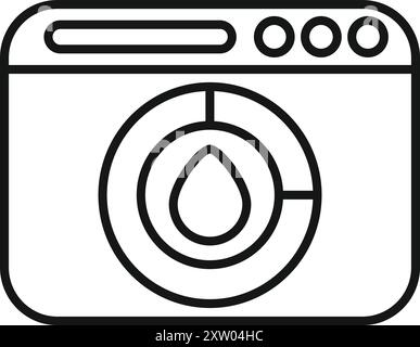 Simple black and white vector of a website showing a washing machine control panel icon Stock Vector
