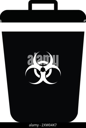 Dust Bin Box, house trash bins, recycle trash buckets, biological Hazard Sign, Biohazard Trash Stock Vector