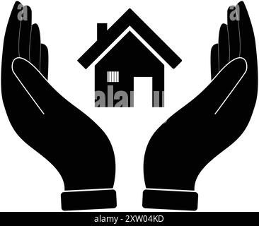 Both Hand with home icon, purchase house, home loan, home saving, hand holding house, Buying property real estate Stock Vector