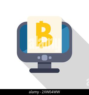 Computer is displaying the bitcoin symbol, representing the digital currency and its growing significance in the financial world Stock Vector