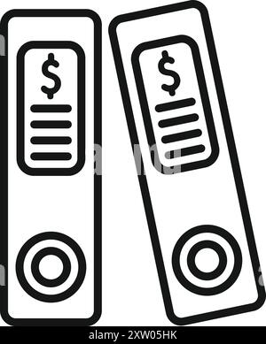 Line art style icon of two office folders containing financial information Stock Vector