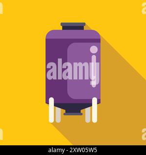 Large purple industrial container for storing liquids is standing on a yellow background Stock Vector