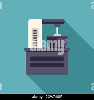 Professional stand mixer is whisking ingredients in a bowl on a countertop, perfect for baking enthusiasts and professional kitchens Stock Vector