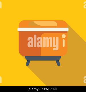 Bread maker is toasting slices of bread on a yellow background Stock Vector