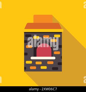 Traditional brick oven baking bread, perfect for representing concepts related to food, cooking, and tradition Stock Vector