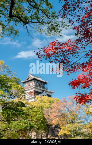 Autumn of Hiroshima castle in Hiroshima, Japan Stock Photo