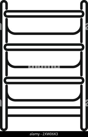 Empty four tier shelving unit standing on white background Stock Vector