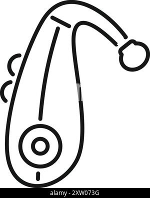 Line art icon of a hearing aid, a device designed to improve hearing Stock Vector