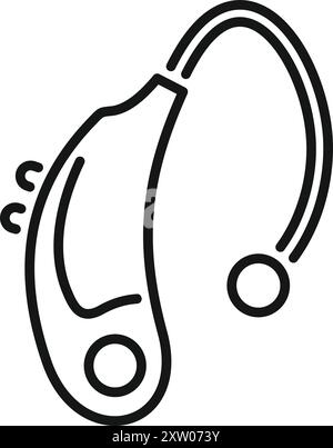 Simple lineart style icon of a hearing aid, a device designed to improve hearing by making sound audible for people with hearing loss Stock Vector