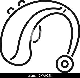 Simple vector icon representing a hearing aid device, helping deaf and hearing impaired people Stock Vector