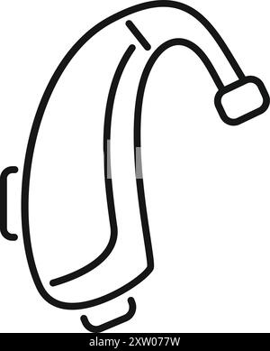 Simple lineart style icon of a hearing aid device improving hearing for people with hearing loss Stock Vector