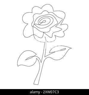 Continuous single One line rose design hand drawn drawing roses line art illustration Stock Vector