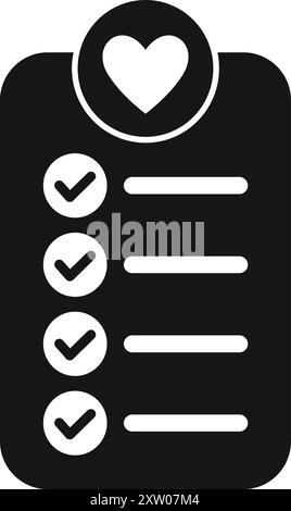 Black and white icon of a wish list representing the act of shopping and buying Stock Vector
