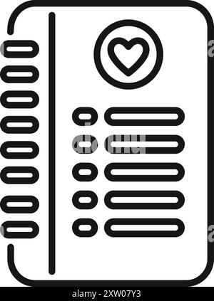 Notebook representing personal goals for finding love and romance Stock Vector