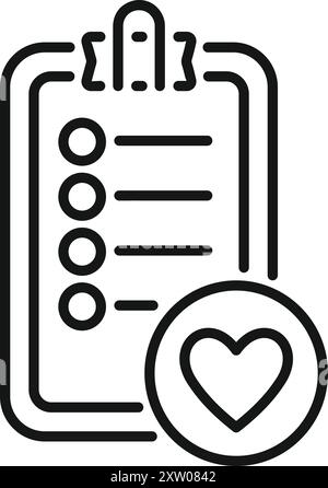 Checklist with heart icon representing a concept related to charity, donation, volunteering or social responsibility Stock Vector